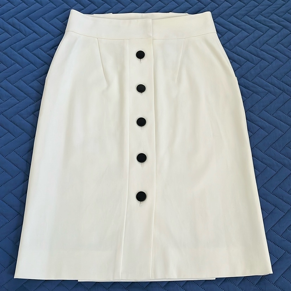 GUCCI Button-back cream pencil skirt with pockets